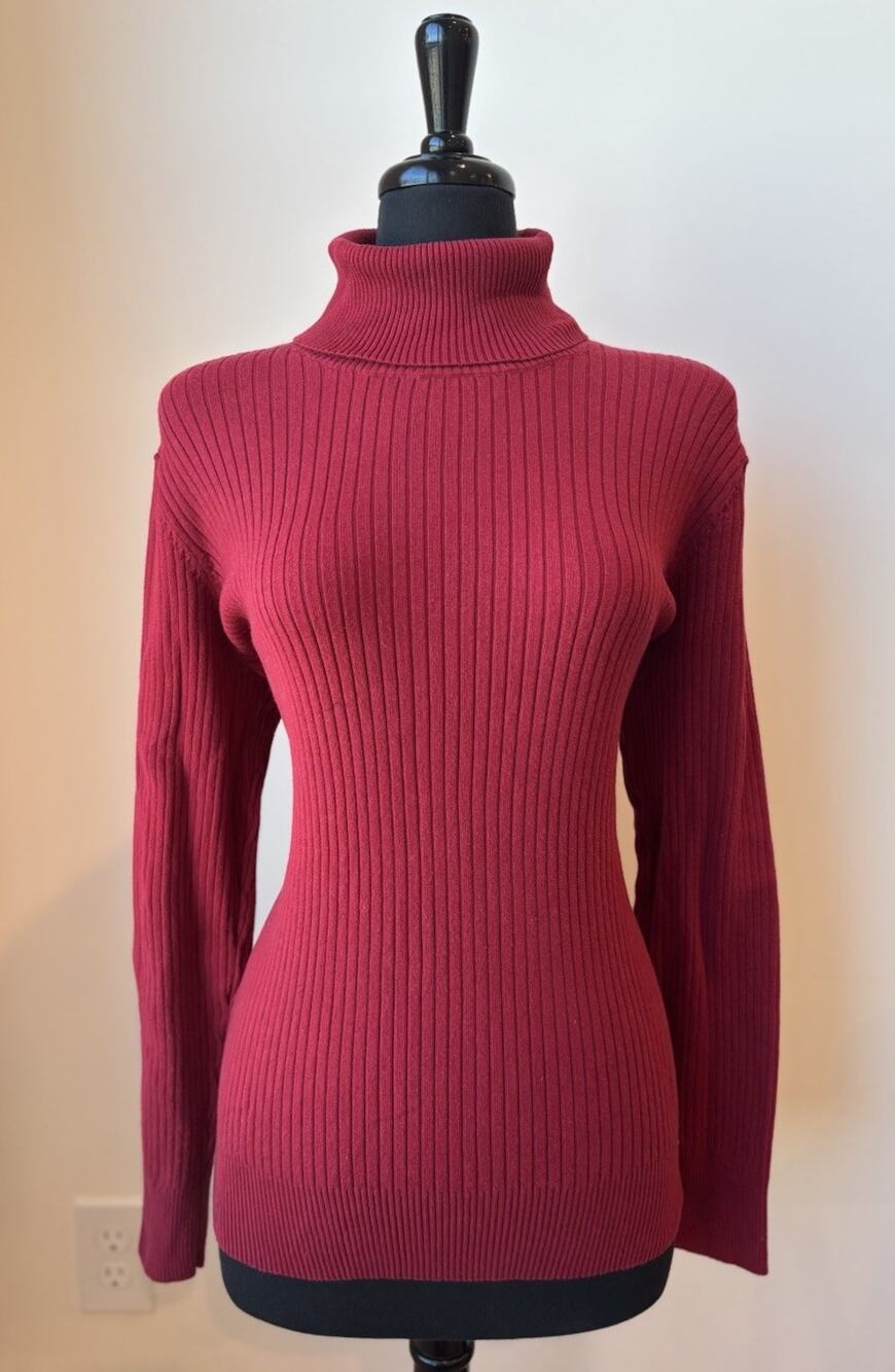 Merona Women’s Red Ribbed Pullover Long Sleeve Turtleneck Sweater Plus Size 3